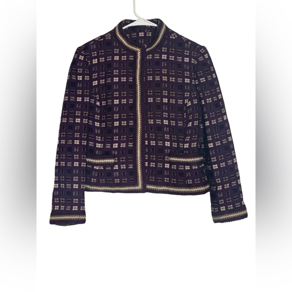 Vintage Joseph Stein Purple Tweed Jacket Muriel Rache Design Size S/M